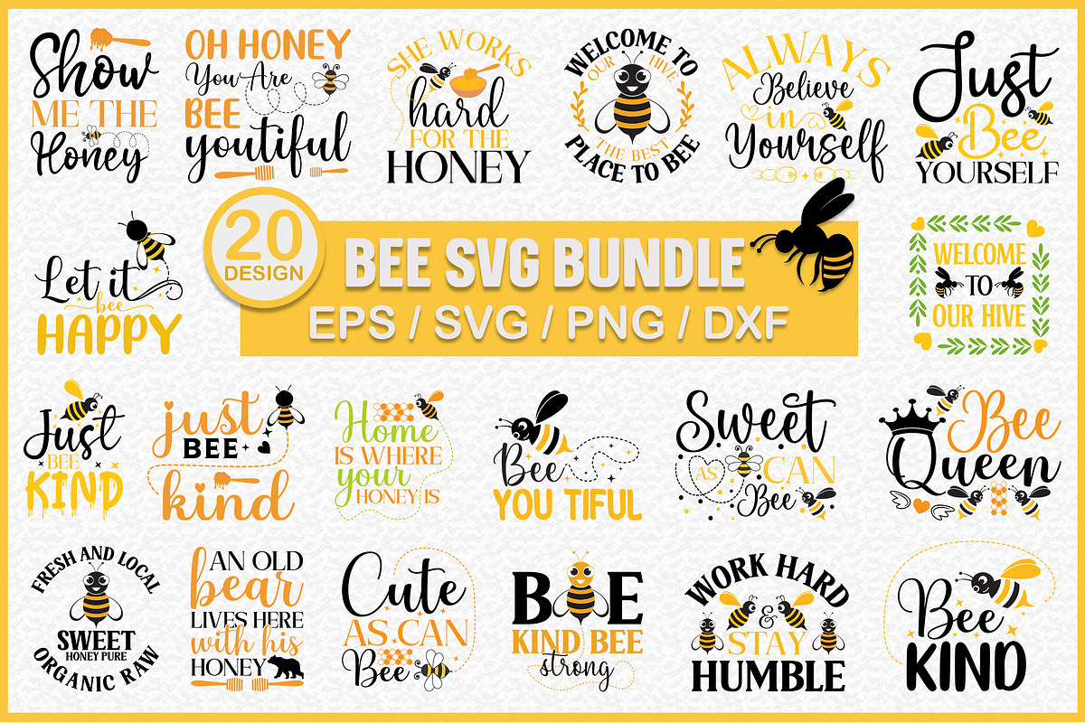 Bee SVG Design Bundle, an Illustration by Crafticy (Photo 1 of 3)
