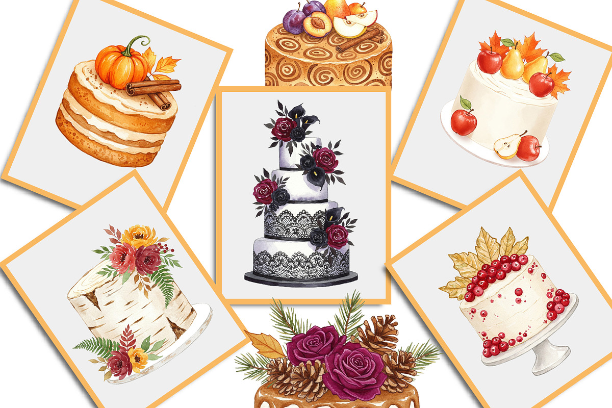 Autumn Wedding Cake PNG Clipart, an Illustration by Creative Art (Photo 3 of 8)