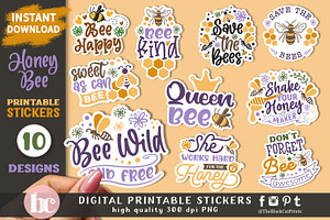 Honey & Bee Stickers Pack PNG