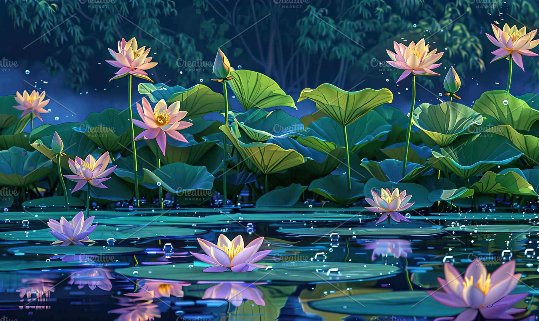lotus flowers bloom in vibrant hues, a Photo by LOGOCREATIVE