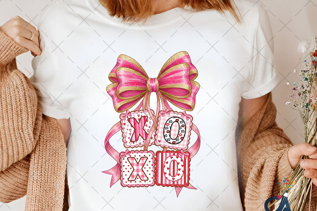 XOXO Valentine Pink Bow PNG, an Illustration by Creative Art (Photo 5 of 6)
