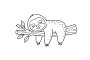Cute Sloth Line Art Bundle, an Illustration by musafir_fashion (Thumbnail 43 of 51)