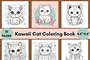 32 Cute Cat Coloring Book for Kids, an Animal Illustration by LA Design (Thumbnail 1 of 10)