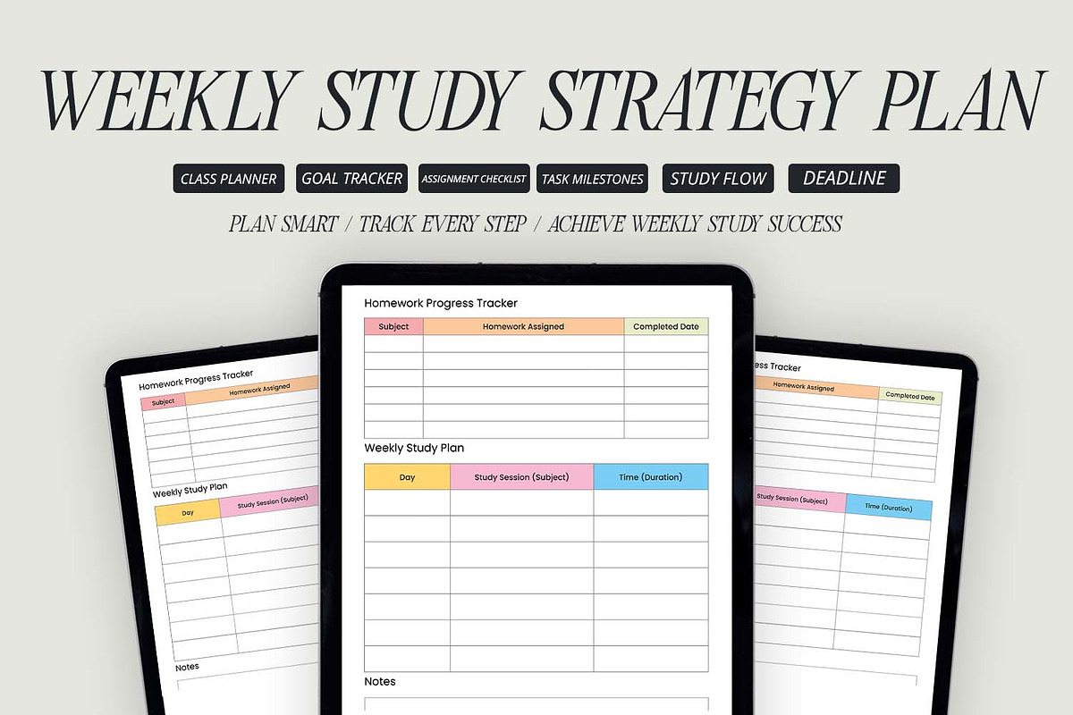Weekly Study Planner, a Presentation Template by Ahluva Studio (Photo 3 of 9)