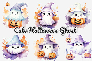 Cute Halloween Ghost Watercolor