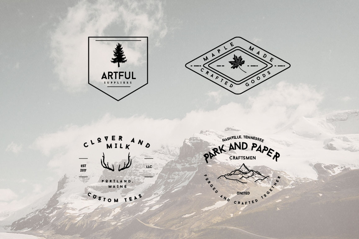 Set of Rustic Mountain Vector Badges, a Templates & Theme by Aloha Philly (Photo 3 of 3)