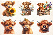 Adorable Cute Highland Cow Clipart, a Seasonal Illustration by Rose Art (Thumbnail 4 of 4)