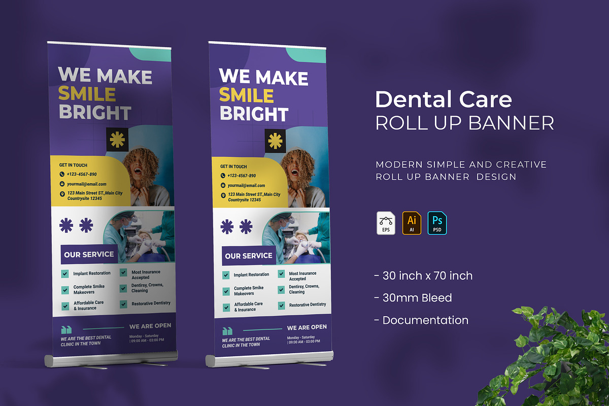 Dental Care - Roll Up Banner, a Print Template by VUNIRA