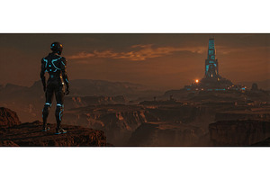 Futuristic figure in glowing suit, an Illustration by tilialucida