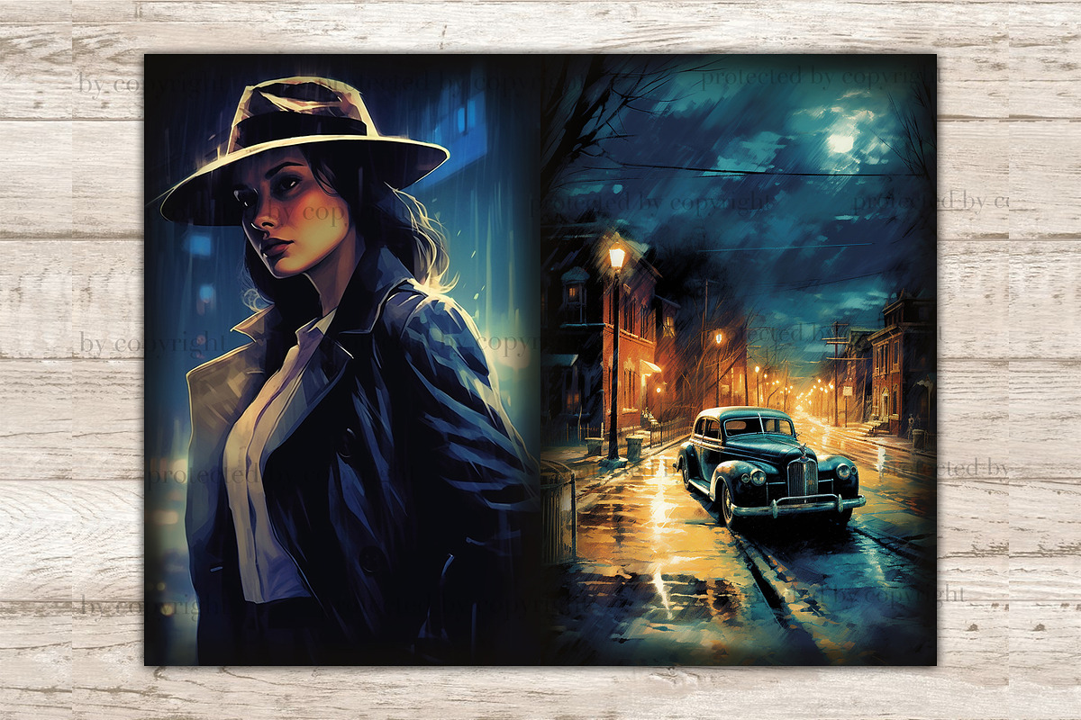 Noire Detective Junk Journal Paper, a Person Illustration by GlamArtZhanna (Photo 8 of 9)