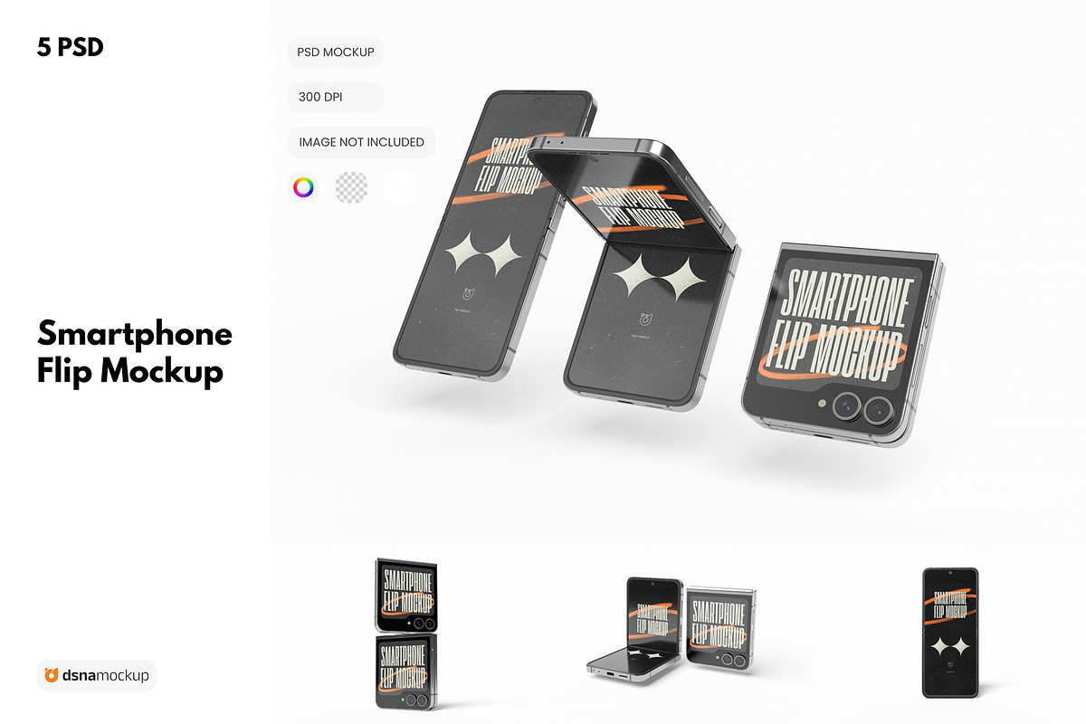 Smartphone Galaxy Z Flip Mockup V1, an Android Mockup by DSNA Mockup (Photo 1 of 6)
