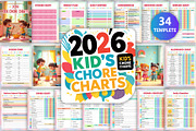2026 Kids Chore Charts, a Stationery Template by Designmela01 (Thumbnail 1 of 8)