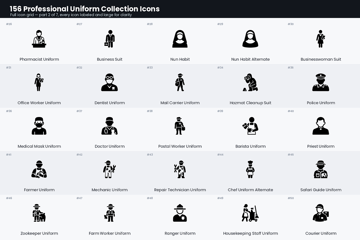 156 Professional Uniform Icons, a Solid Icon by Symbolic Language (Photo 3 of 9)