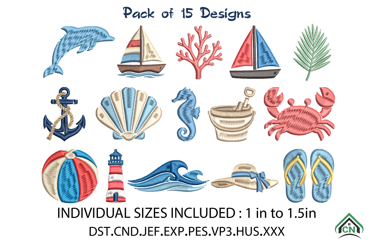 Mini Coastal Embroidery Design, an Illustration by Craft Nest (Photo 1 of 6)