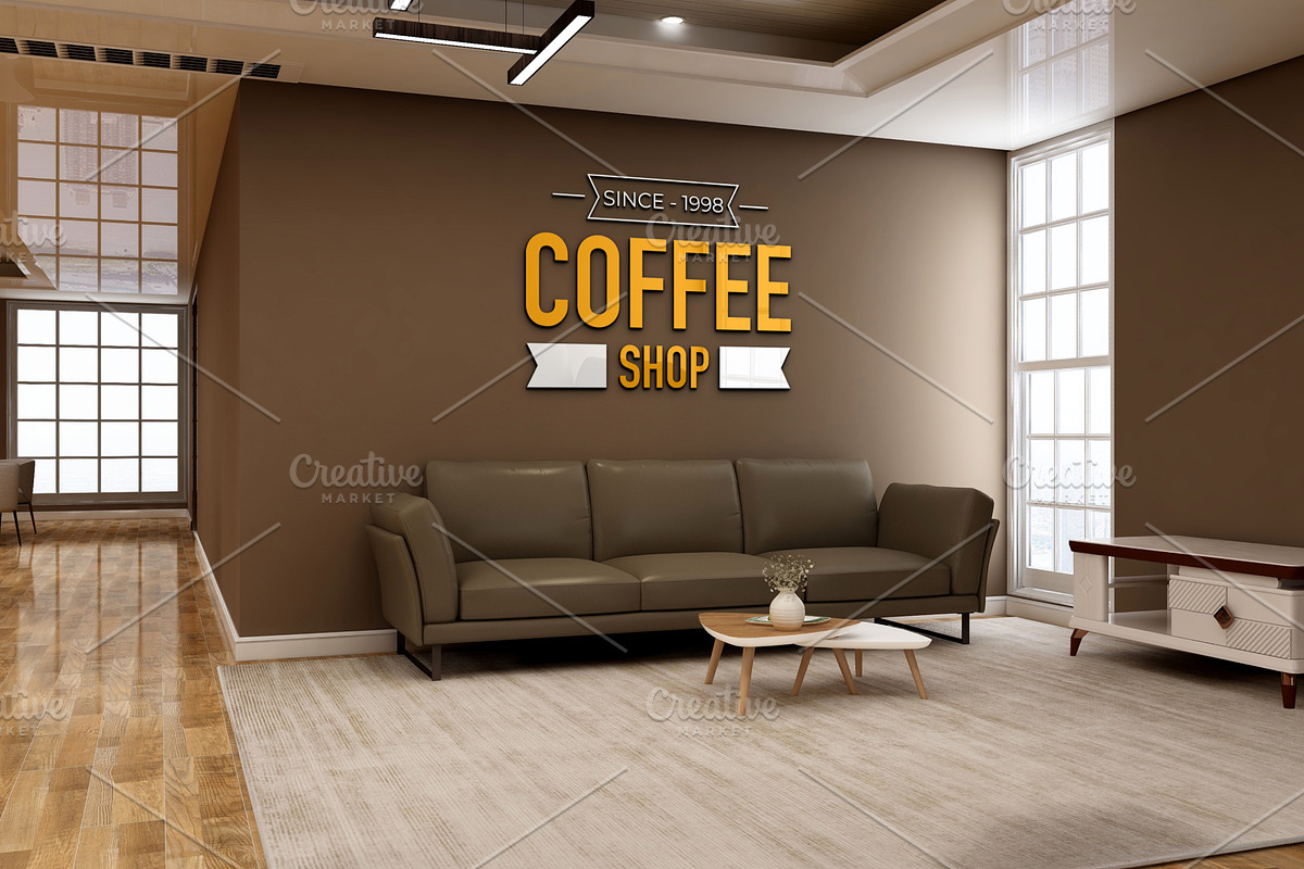 Cafe & Office Scene Wall Logo Mockup, an Advertising Mockup by Ayy (Photo 18 of 18)