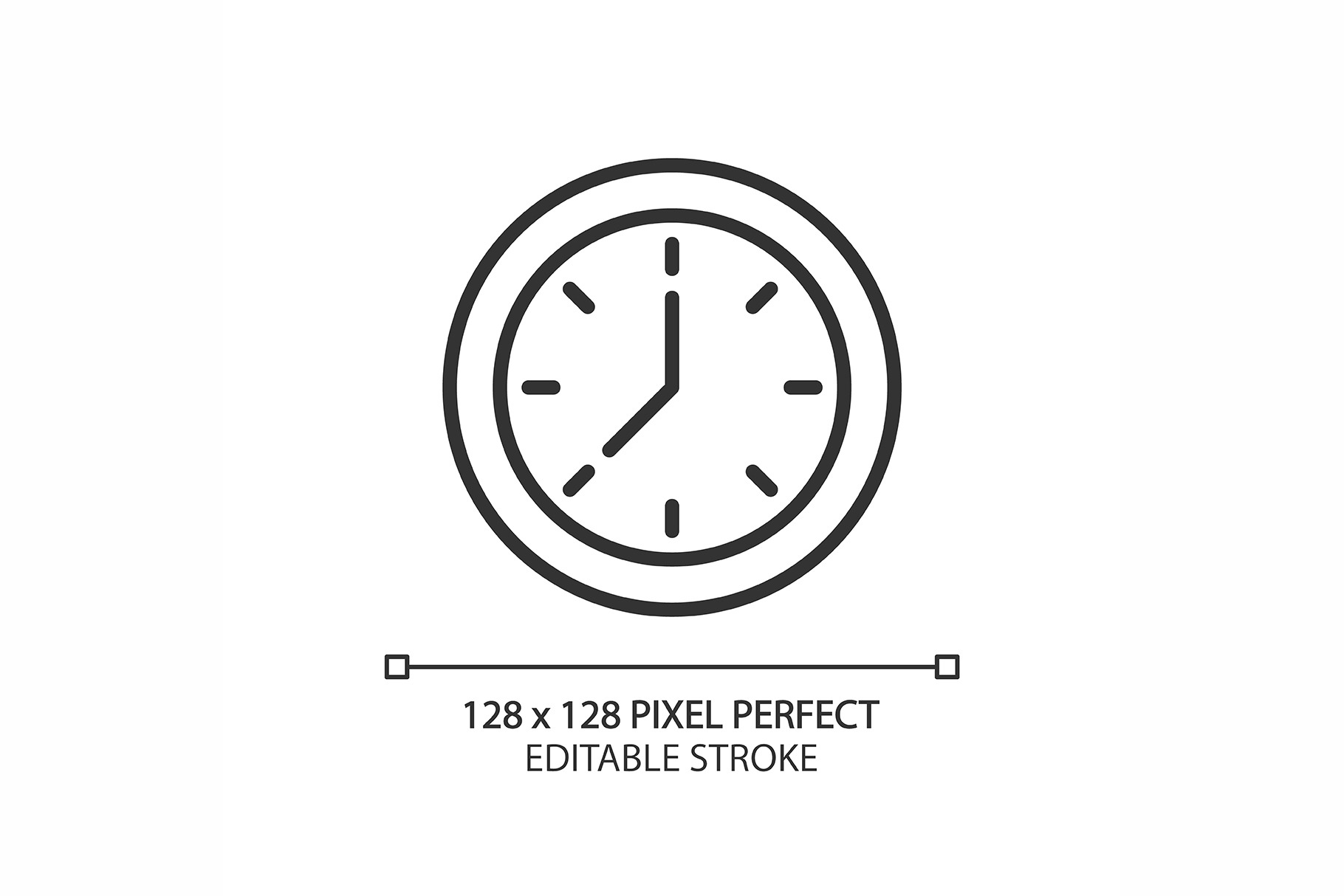 Clock face pixel perfect linear icon, an Outline Icon by IMG Visuals