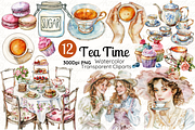 English Tea Party Illustration PNG, a Decorative Illustration by Paper Artsthetics (Thumbnail 1 of 4)