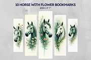 10 Horse With Flower Bookmarks, an Illustration by Wilin Digital (Thumbnail 1 of 3)