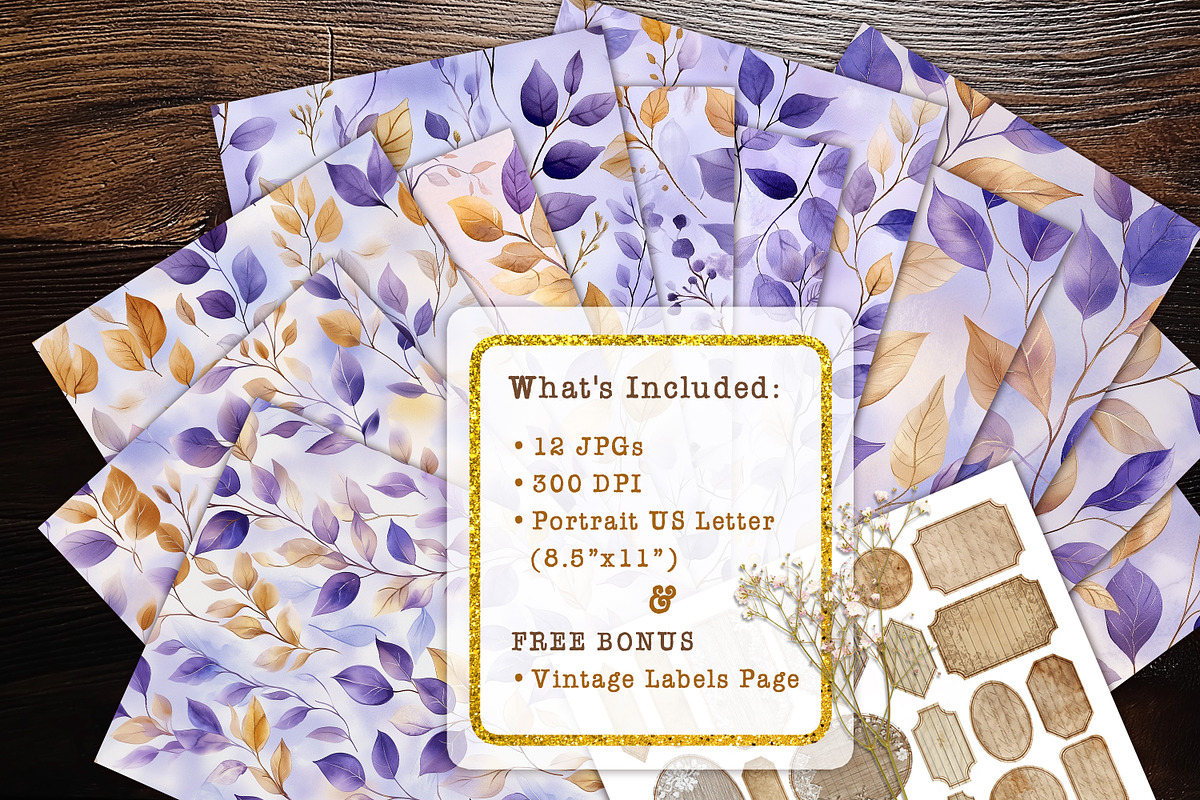 Lavender Gold Botanicals Scrapbooks, a Background Graphic by V Design Creator (Photo 7 of 12)