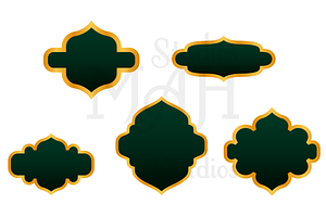 Green And Gold Islamic Frame Vector