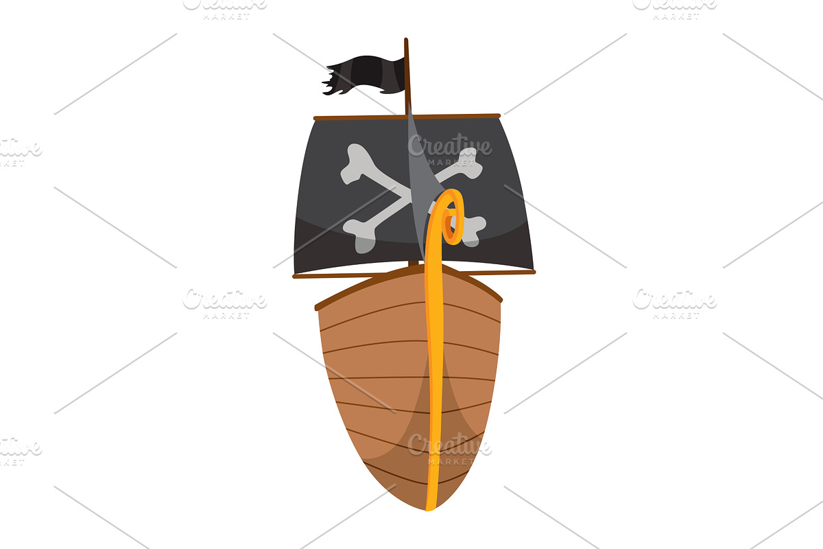 Stylized cartoon pirate ship, a Transportation Illustration by the8monkey