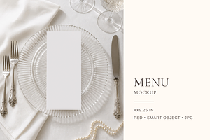 4x9.25 in Wedding Menu Mockup
