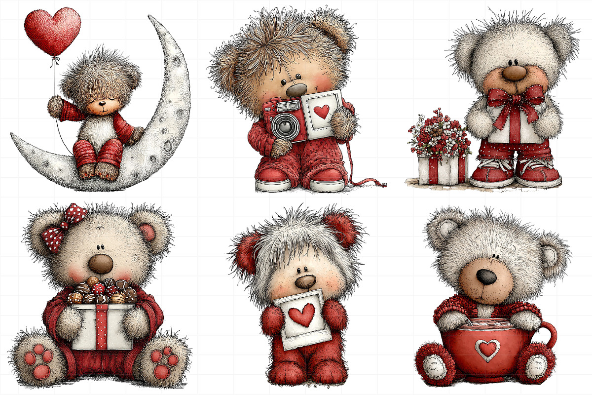 Valentine Teddy Bear Set, an Illustration by Daily.Designs (Photo 7 of 8)