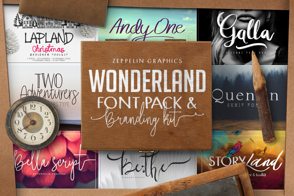 Wonderland Fonts Pack & Branding Kit
