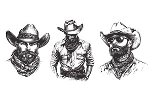 Cowboy Sketches. Cowboys Tattoo