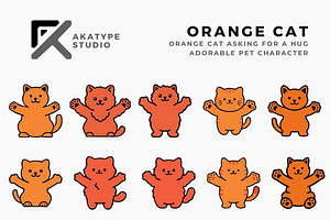 Cute Orange Cat Asking for a Hug, an Animal Illustration by Akatype Studio