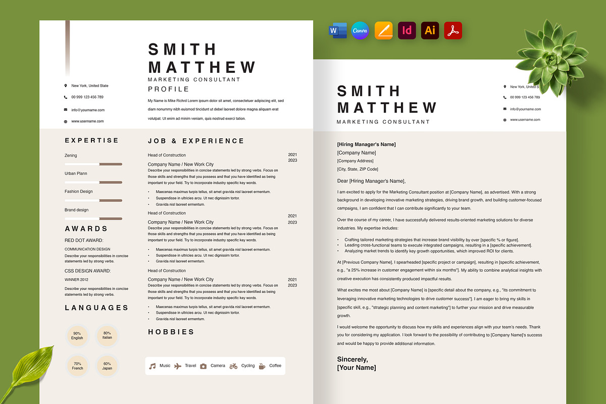 USA Job Market Resume Template, a Resume Template by Nur Designer (Photo 1 of 4)