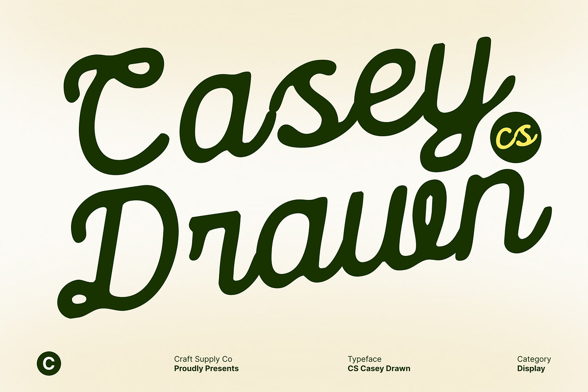 CS Casey Drawn, a Script Font by Craft Supply Co. (Photo 1 of 8)