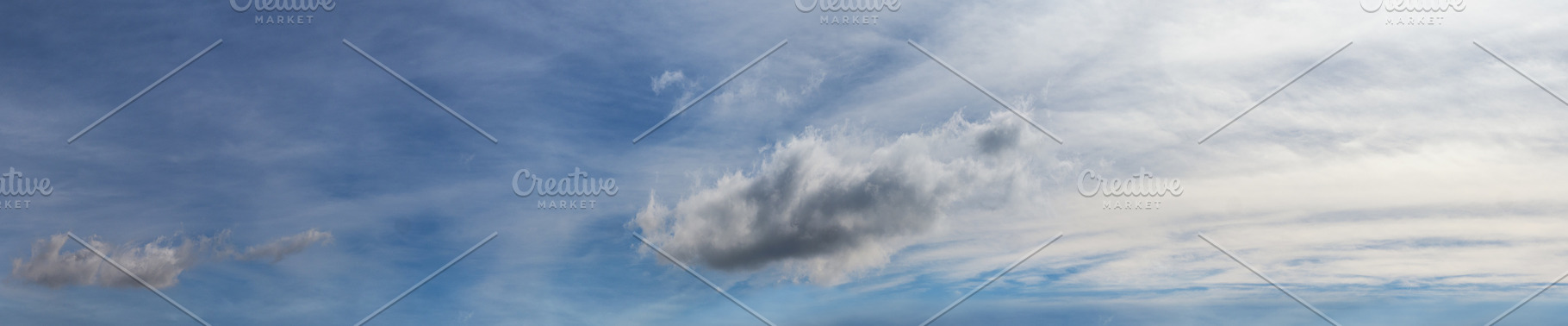Blue sky with clouds in sunshine (wide natural cloudscape backgr, a Nature Photo by YuriyB