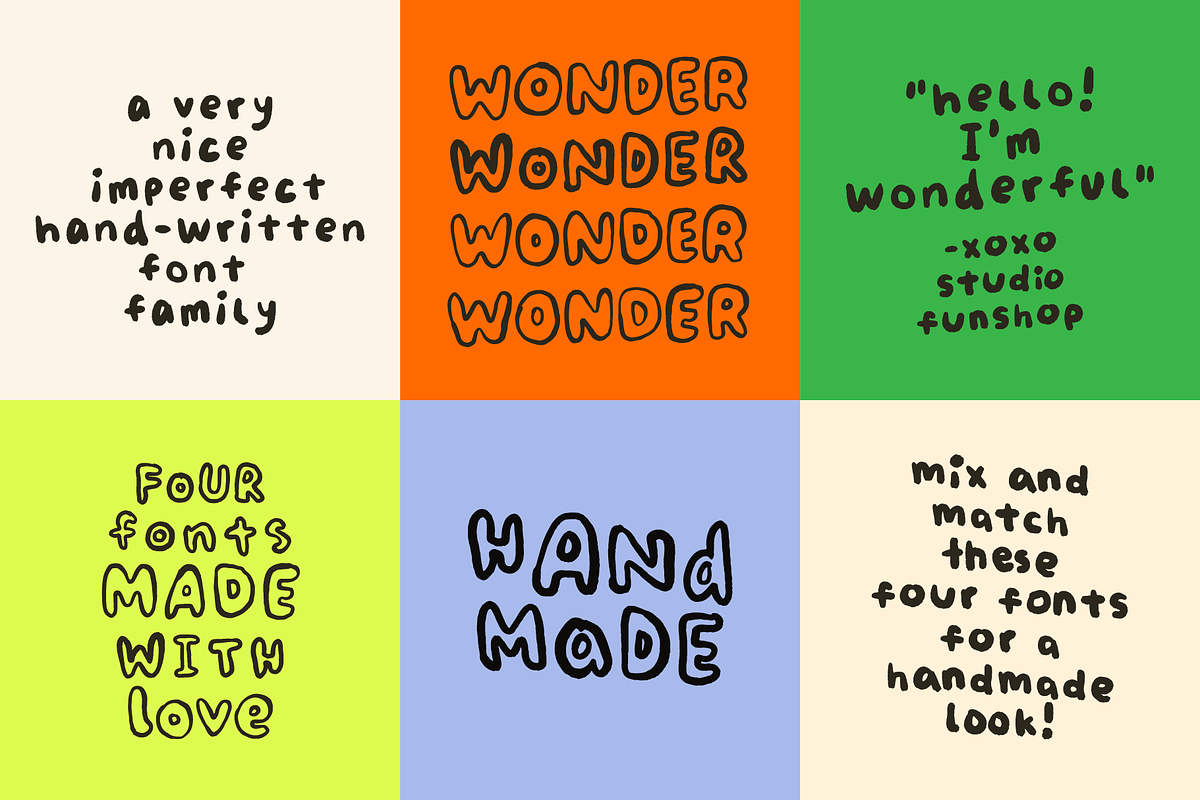 Wonderful! 4 Fonts! Handwriting Set!, a Sans Serif Font by Studio Funshop by Kelli (Photo 2 of 11)
