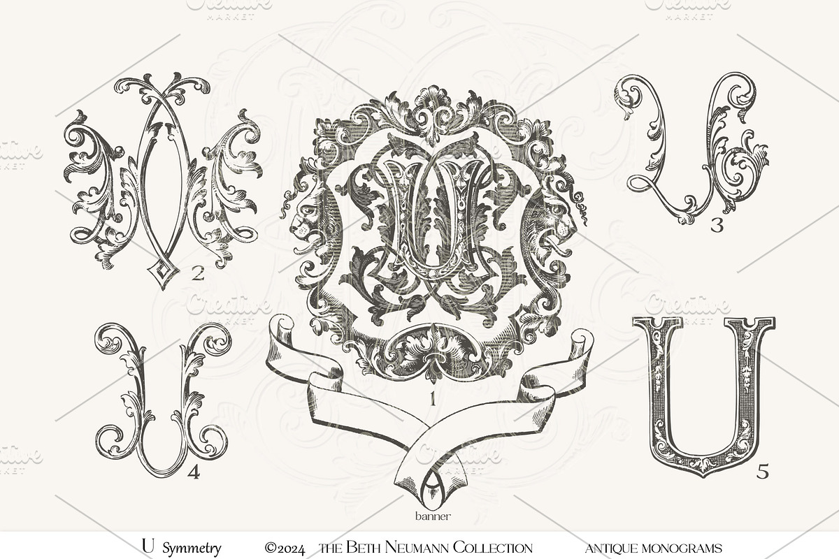 Antique Vintage Monogram Initial U, an Object Graphic by Antique Monograms (Photo 4 of 4)