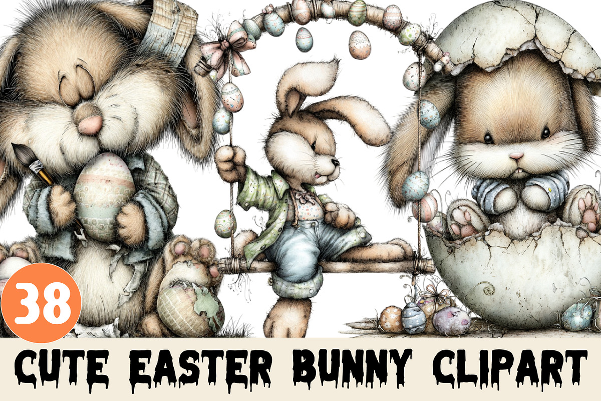 Cute Easter Bunny Clipart, a Graphic by CitraGraphics (Photo 1 of 5)