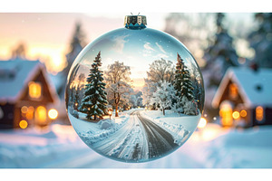 Glass bauble reflecting snowy winter, a Holiday Photo by Igor Tichonow