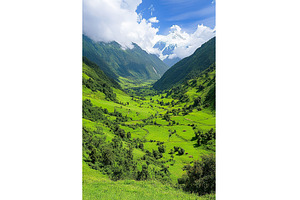 Verdant Valley with Distant Snowy, a Nature Photo by Lermont51