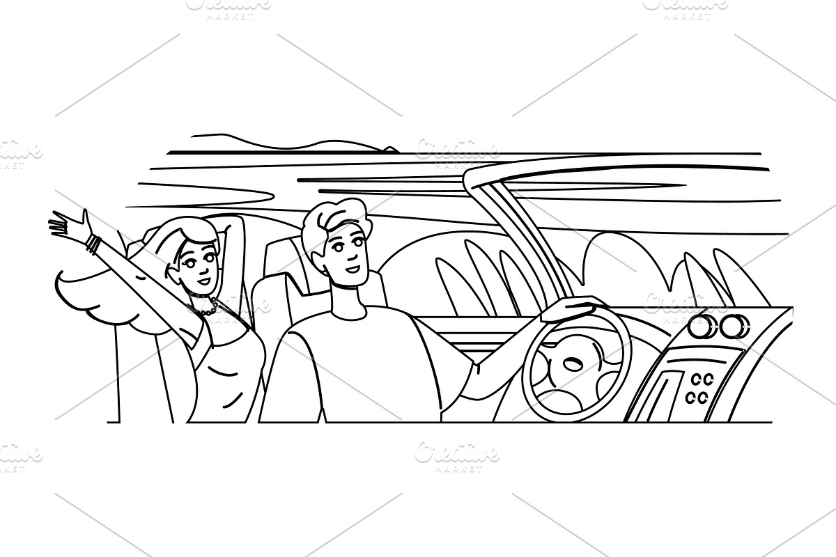 car scenic drives vector, a Person Illustration by pikepicture