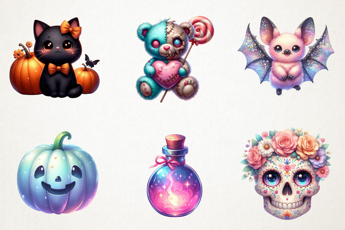 Cute Pastel Spooky Halloween Clipart, an Illustration by RobertsArt (Photo 6 of 7)