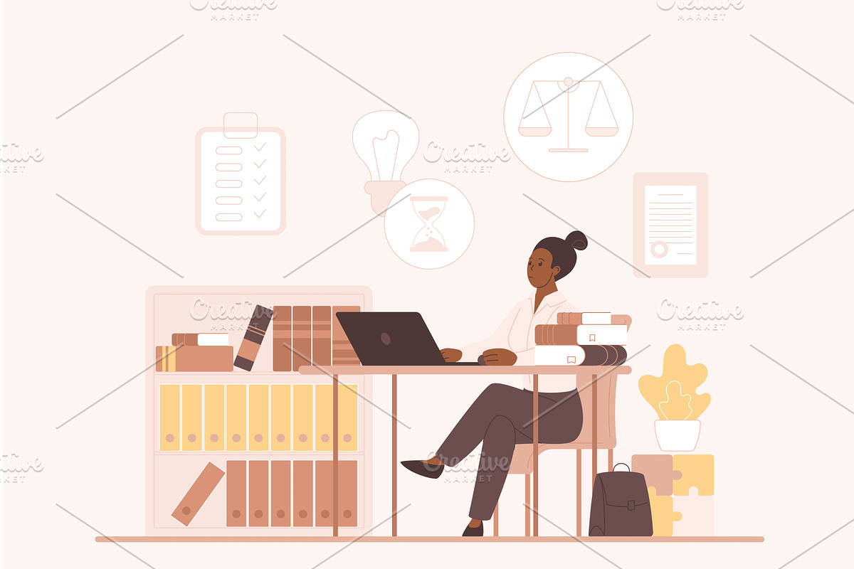 Legal advices notary assistance, a Person Illustration by Lemberg Vector