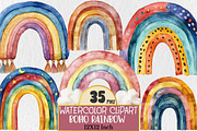 Watercolor Boho Rainbow Clipart, an Illustration by Rose Art (Thumbnail 1 of 5)