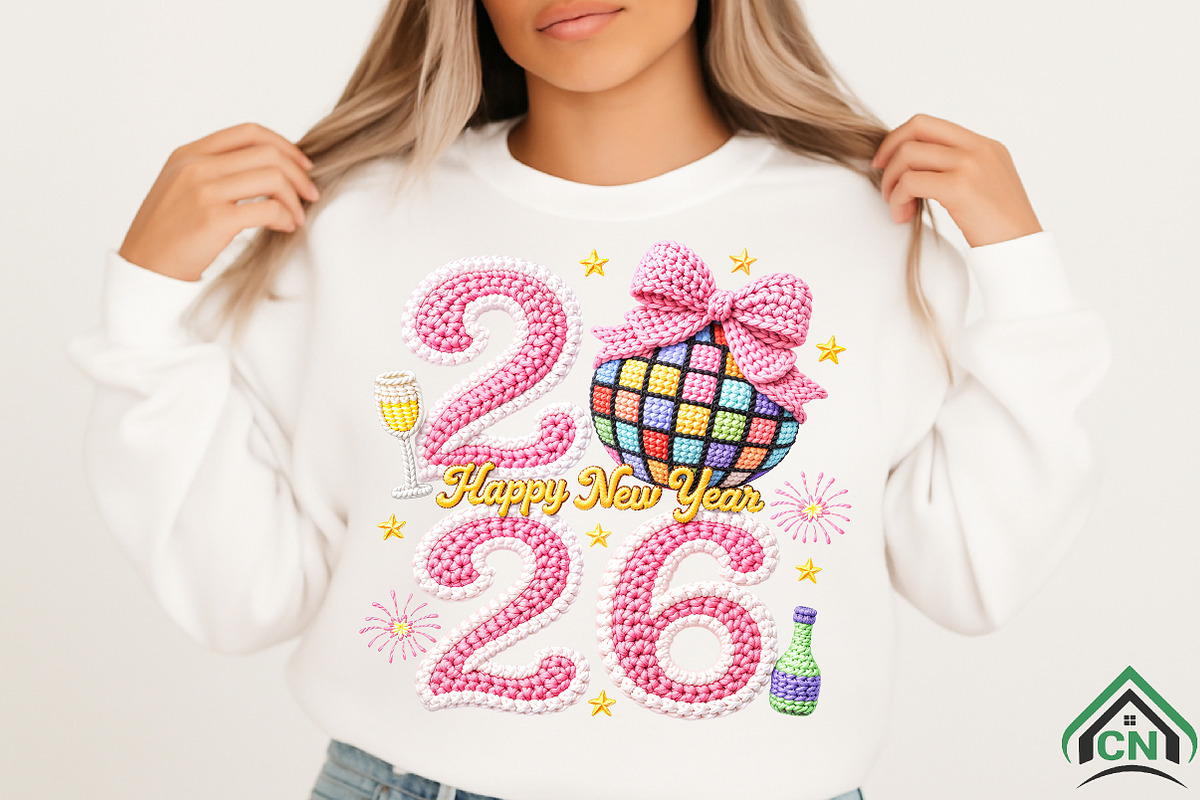 Faux Yarn Happy New Year 2026 PNG, an Illustration by Craft Nest (Photo 4 of 8)
