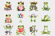 Watercolor Cute Frog Clipart, a Seasonal Illustration by Design Market (Thumbnail 4 of 5)