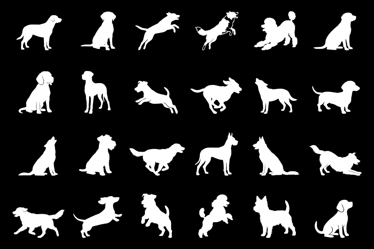 Collection of Dog Silhouettes Vector, an Animal Illustration by nandinigraphics (Photo 2 of 3)