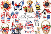 Watercolor Patriotic Garden Clipart, an Illustration by SinaCreation (Thumbnail 1 of 5)