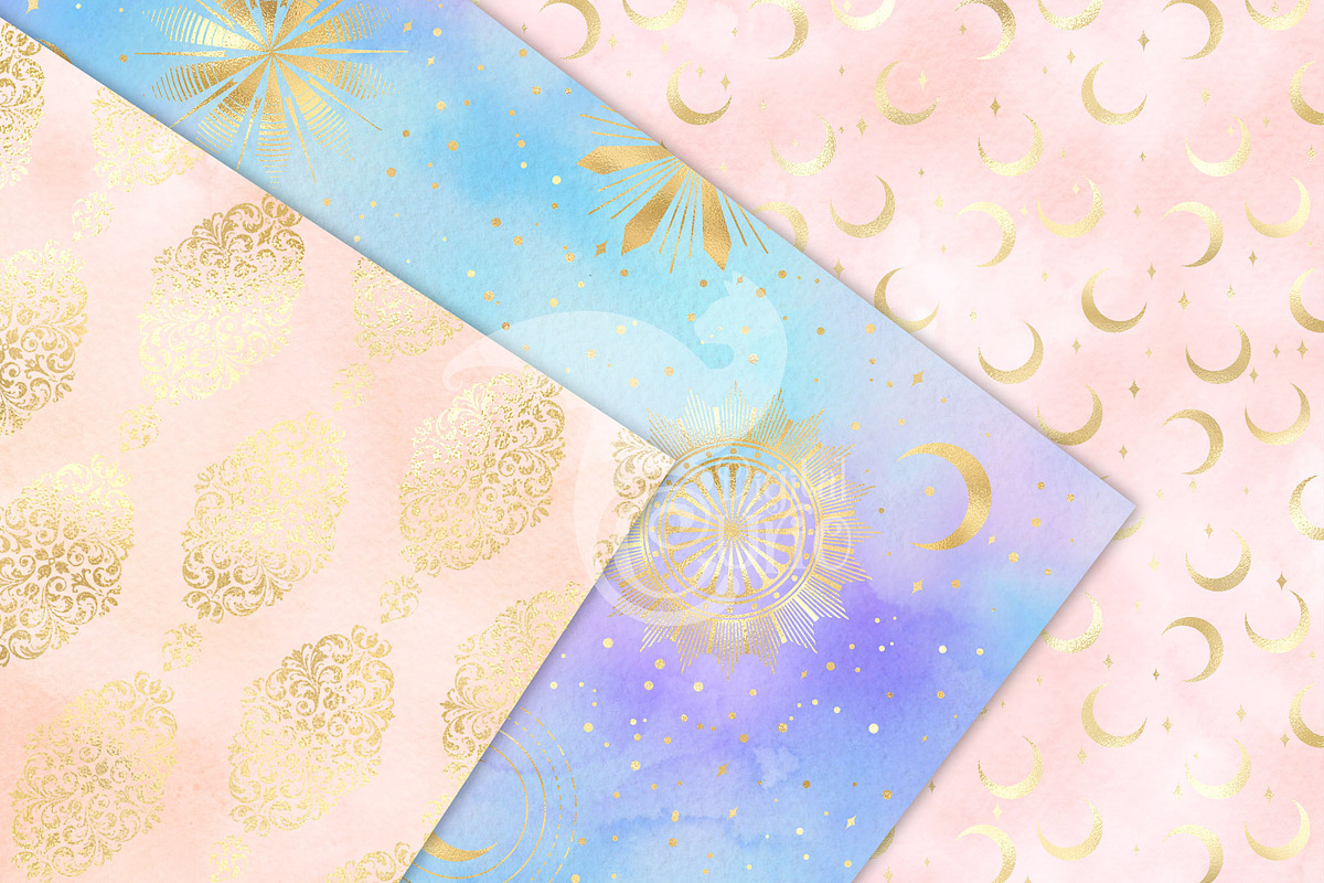 Gold Fantasy Watercolor Backgrounds, a Texture Graphic by Digital Curio (Photo 3 of 5)