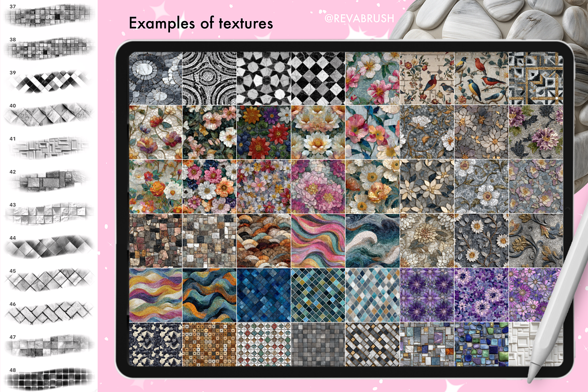 Procreate Mosaic texture brushes, a Brush Add-On by Revabrush (Photo 3 of 7)