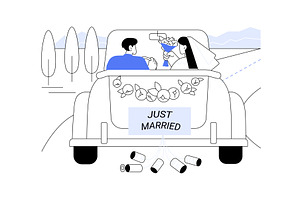 Just married isolated cartoon vector, a Person Illustration by Visual Generation