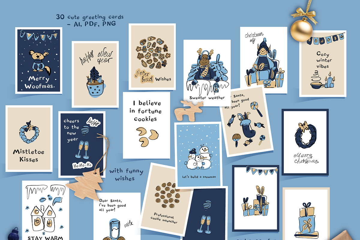 Christmas Doodle Bundle, a Seasonal Illustration by lokfrid (Photo 5 of 9)